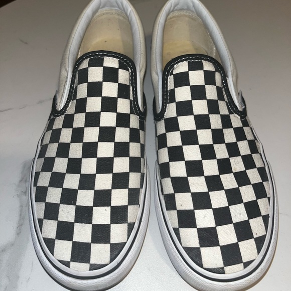 White & Black Checkered Slip on Vans - Picture 2 of 7